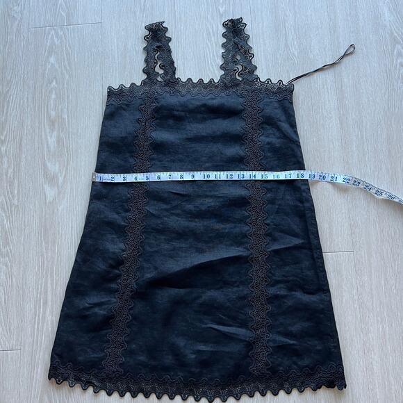 J Crew Lace Trim Shift Dress Linen Size 2 Black - Picture 5 of 12